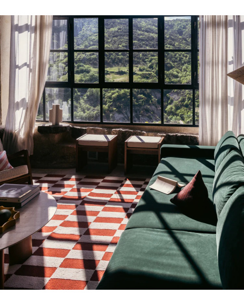 Checkerboard brick wool rug - 150x200cm