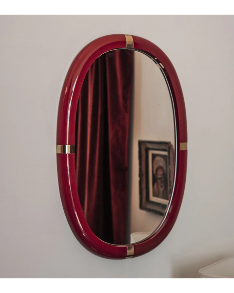 Small red lacquered Marcello mirror