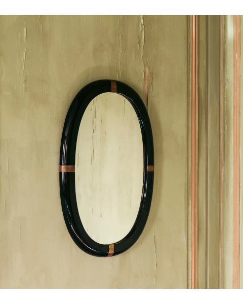 Petit miroir noir bois laqué