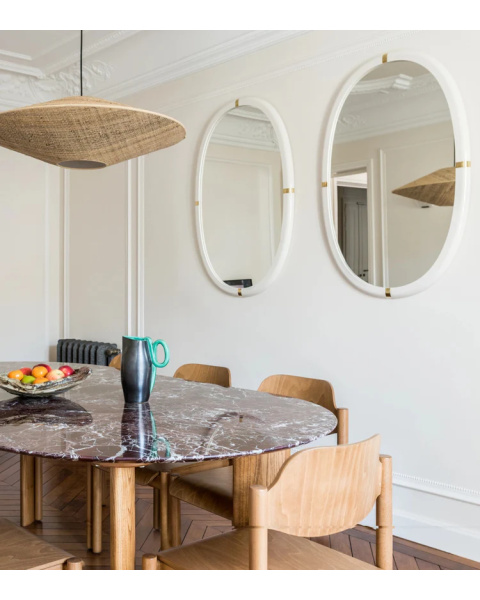 Petit miroir blanc crème bois laqué
