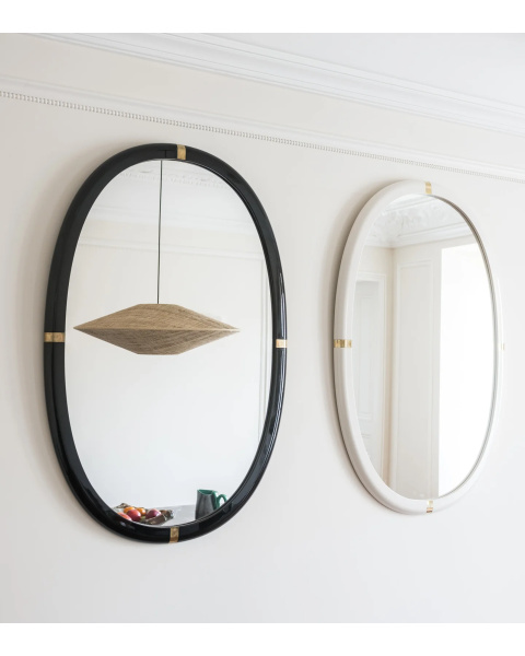 Petit miroir blanc crème bois laqué