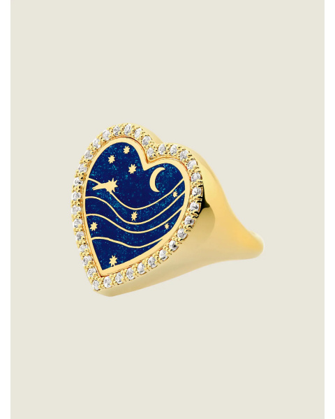 Bague Cosmic Blue Forever - Or 18 carats, émail bleu et diamants
