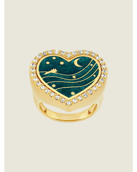 Bague Cosmic Green Forever - Or 18 carats, émail vert et diamants