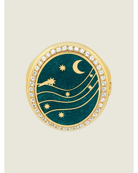 Bague Cosmic Green Indomptable - Or 18 carats, émail vert et diamants