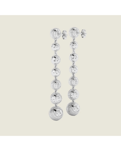 Boucles d'oreilles Cascade Bubble - Argent sterling et saphirs blancs