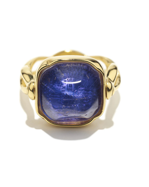 Square Blue Cabochon Ring